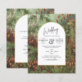 ヴィンテージボタニカルグリーンテラコッタウェディング招待