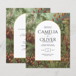 ヴィンテージボタニカルグリーンテラコッタウェディング招待