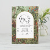 ヴィンテージボタニカルグリーンテラコッタウェディング招待 招待状 (スタンド正面)