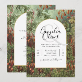 ヴィンテージボタニカルグリーンテラコッタウェディング招待 招待状