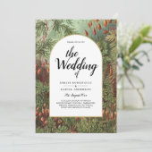 ヴィンテージボタニカルグリーンテラコッタウェディング招待 招待状 (スタンド正面)