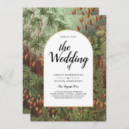 ヴィンテージボタニカルグリーンテラコッタウェディング招待 招待状