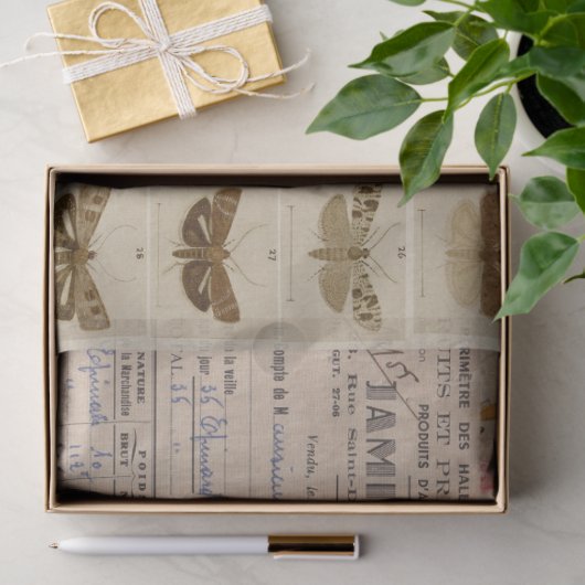 ヴィンテージボタニカルコラージュとエフェメラ 薄葉紙 (ギフト)