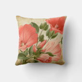 ヴィンテージボタニカルサンゴフローラプリントアンティーク クッション (裏面)