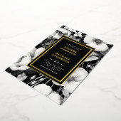 ヴィンテージボタニカルスケッチブラック結婚フローラ実在ズ 箔招待状 (回転した状態)