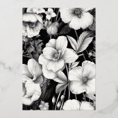 ヴィンテージボタニカルスケッチブラック結婚フローラ実在ズ 箔招待状 (裏面)