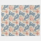 ヴィンテージボタニカルスローフローラモリスデザイン フリースブランケット (正面(横))