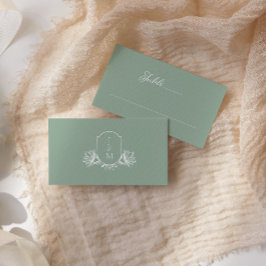 ヴィンテージボタニカルセージモノグラムクレスト座席表 プレイスカード