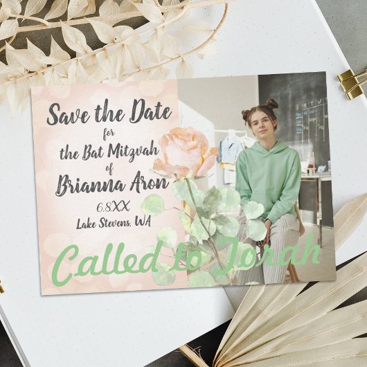 ヴィンテージボタニカルダスティピーチバラバルミツワー アドバイスカード