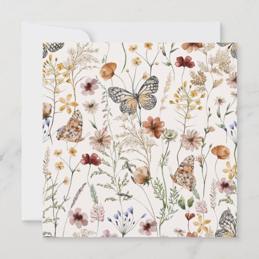 ヴィンテージボタニカルチニーフローラ結婚式招待状 (裏面)