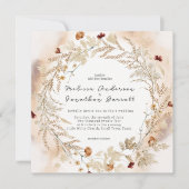 ヴィンテージボタニカルチニーフローラ結婚式招待状 (正面)