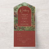 ヴィンテージボタニカルテラコッタ花模様アーチ結婚ズ オールインワン招待状 (内側)