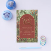 ヴィンテージボタニカルテラコッタ花模様アーチ結婚ズ チラシ (シングル)