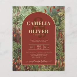 ヴィンテージボタニカルテラコッタ花模様アーチ結婚ズ チラシ