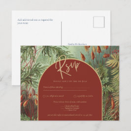 ヴィンテージボタニカルテラコッタ花模様アーチ結婚ズ ポストカード