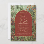 ヴィンテージボタニカルテラコッタ花模様アーチ結婚ズ 招待状 (正面)