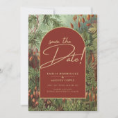 ヴィンテージボタニカルテラコッタ花模様アーチ結婚ズ 招待状 (正面)