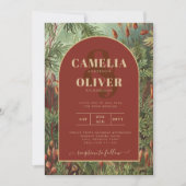 ヴィンテージボタニカルテラコッタ花模様アーチ結婚ズ 招待状 (正面)