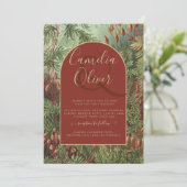 ヴィンテージボタニカルテラコッタ花模様アーチ結婚ズ 招待状 (スタンド正面)