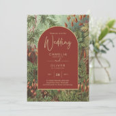 ヴィンテージボタニカルテラコッタ花模様アーチ結婚ズ 招待状 (スタンド正面)