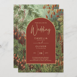 ヴィンテージボタニカルテラコッタ花模様アーチ結婚ズ 招待状