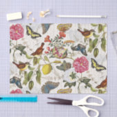 ヴィンテージボタニカルバタフライ&バードティッシュペーパー 薄葉紙 (クラフト)