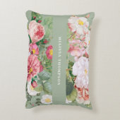 ヴィンテージボタニカルバラパステルグリーン&ピンク アクセントクッション (裏面(縦))