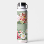 ヴィンテージボタニカルバラパステルグリーン&ピンク ウォーターボトル (背面)