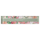 ヴィンテージボタニカルバラパステルグリーン&ピンク デスクネームプレート (正面)