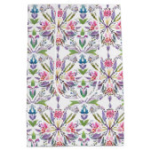 ヴィンテージボタニカルパステルパターン – レトロフローラ ミディアムペーパーバッグ (裏面)