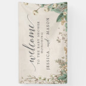 ヴィンテージボタニカルビニールウェルカムバナー 横断幕 (縦)