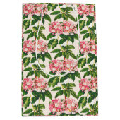 ヴィンテージボタニカルピンクマウンテンローレルフラワー ミディアムペーパーバッグ (正面)