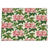 ヴィンテージボタニカルピンクマウンテンローレルフラワー ラージペーパーバッグ (正面)