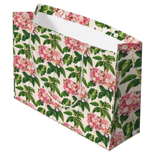 ヴィンテージボタニカルピンクマウンテンローレルフラワー ラージペーパーバッグ (裏面アングル)