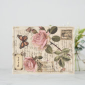 ヴィンテージボタニカルピンクローズ&バタフライエフェメラ (スタンド正面)