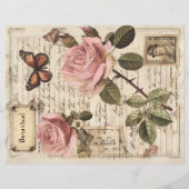 ヴィンテージボタニカルピンクローズ&バタフライエフェメラ (正面)