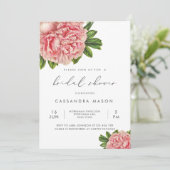 ヴィンテージボタニカルピンク牡丹ブライダルシャワー 招待状 (スタンド正面)