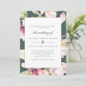 ヴィンテージボタニカルピンク&セージ緑の結婚式の招待 招待状 (スタンド正面)