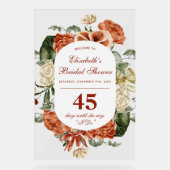 ヴィンテージボタニカルフレームボホブライダルシャワーウェルカム アクリルサイン (正面)