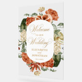 ヴィンテージボタニカルフレームボホ結婚の歓迎 アクリルサイン (傾斜)
