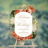 ヴィンテージボタニカルフレームボホ結婚の歓迎 アクリルサイン (ニュートラル)