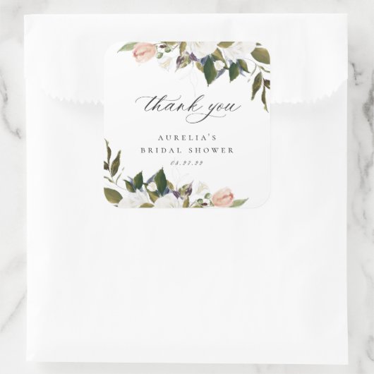 ヴィンテージボタニカルフローラありがとう スクエアシール (バッグ)