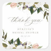 ヴィンテージボタニカルフローラサンキュースクエアステッカー スクエアシール (正面)