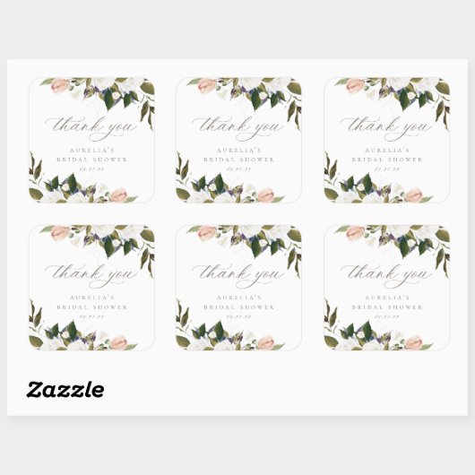 ヴィンテージボタニカルフローラサンキュースクエアステッカー スクエアシール (シート)