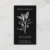 ヴィンテージボタニカルブラック&ホワイトビジネスカード 名刺 (正面)