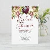 ヴィンテージボタニカルブルゴーニュ金ゴールドブライダルシャワー 招待状 (スタンド正面)