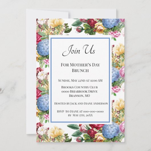 ヴィンテージボタニカルマザーズデイブランチ 招待状 (正面)