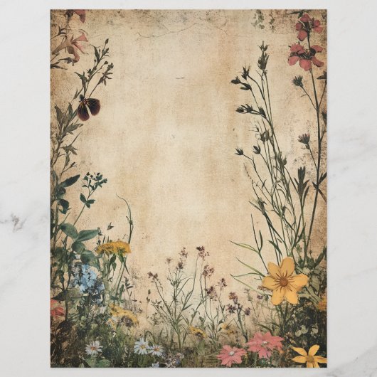 ヴィンテージボタニカルメドウスクラップブック紙エフェメラ (正面)