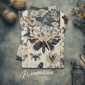 ヴィンテージボタニカルモスコラージハロウィーン ラッピングペーパーシート