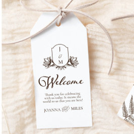ヴィンテージボタニカルモノグラムクレストウェルカムオファーストGif ギフトタグ